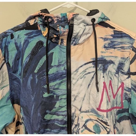 Jean-Michel Basquiat x Members Only Graffiti Hooded Zip Up Jacket Size Small - Picture 4 of 9